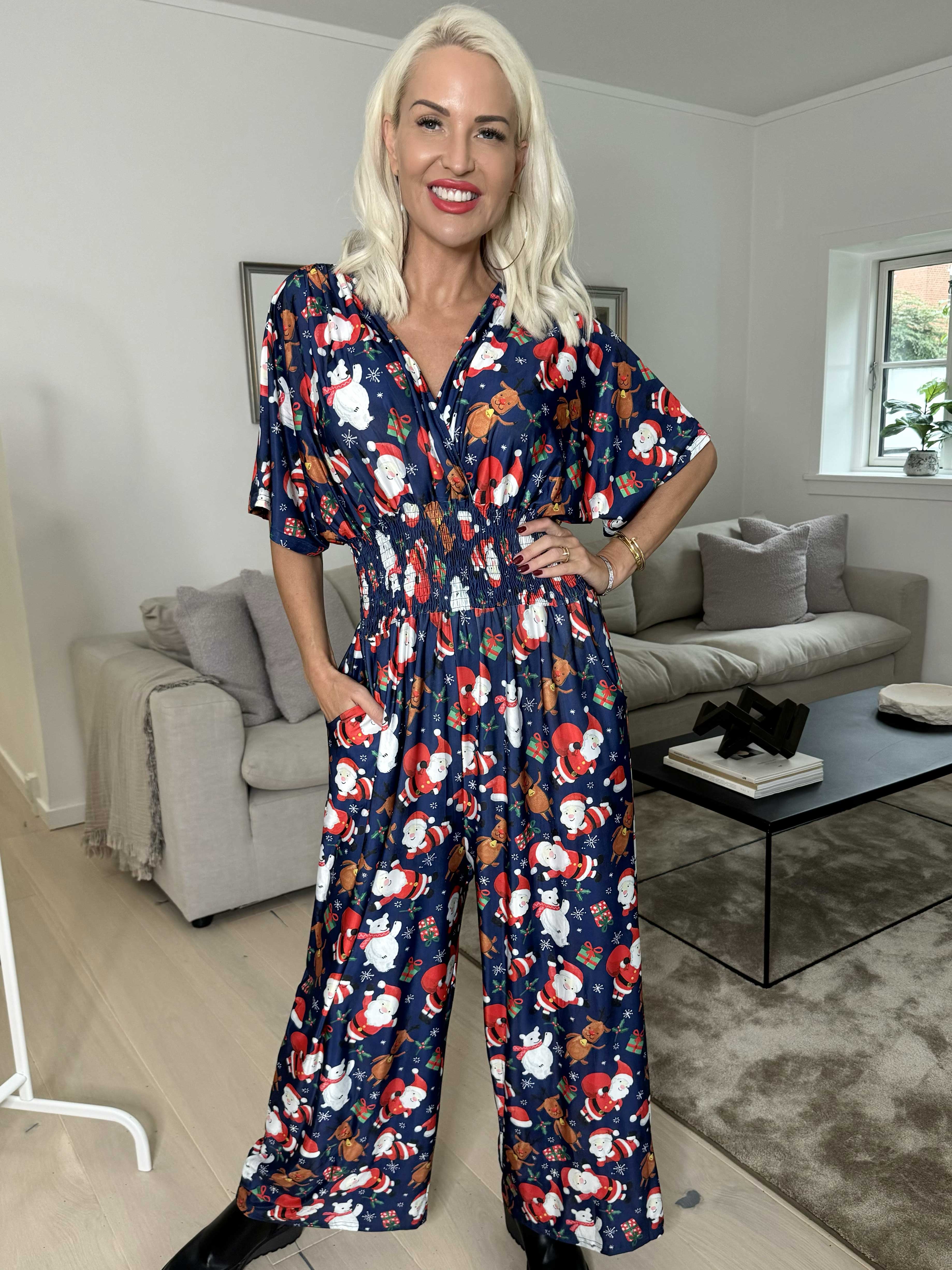 Pams Christmas Jumpsuit - Jumpsuit med resår och julmotiv